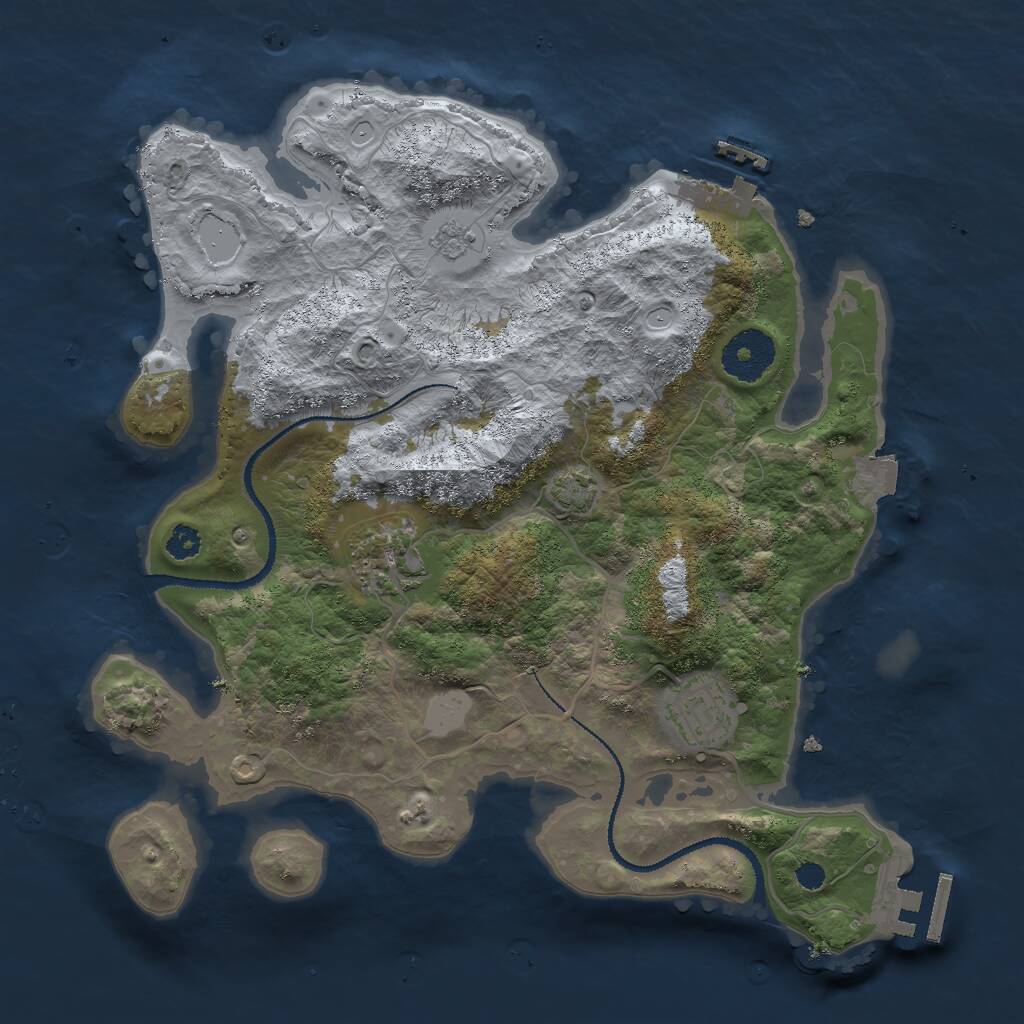 Rust Map: Procedural Map, Size: 3000, Seed: 120668600, 7 Monuments