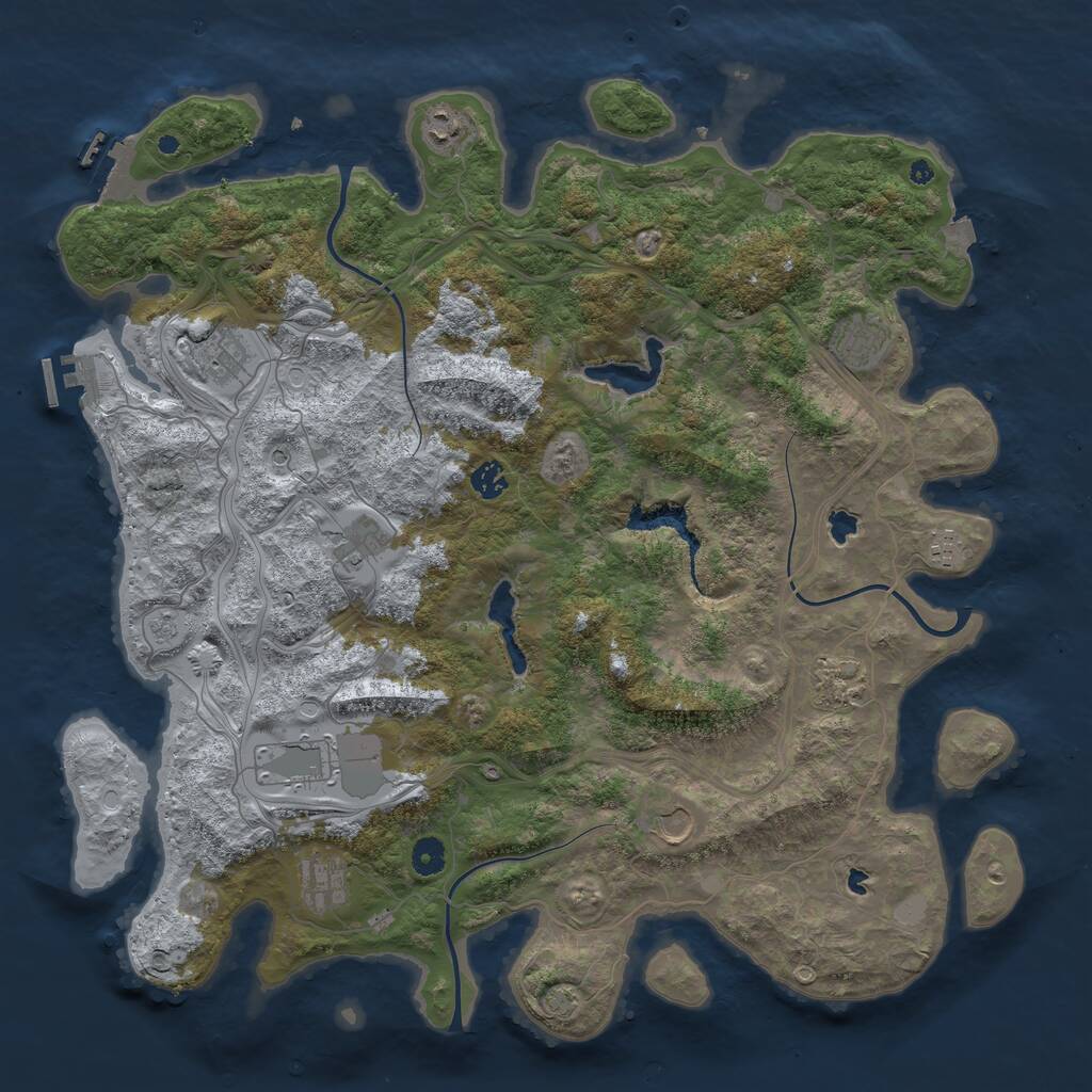 Rust Map: Procedural Map, Size: 4500, Seed: 1932592881, 16 Monuments