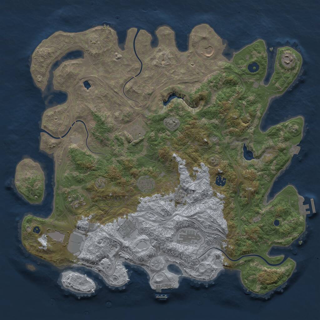 Rust Map: Procedural Map, Size: 4450, Seed: 71454043, 16 Monuments