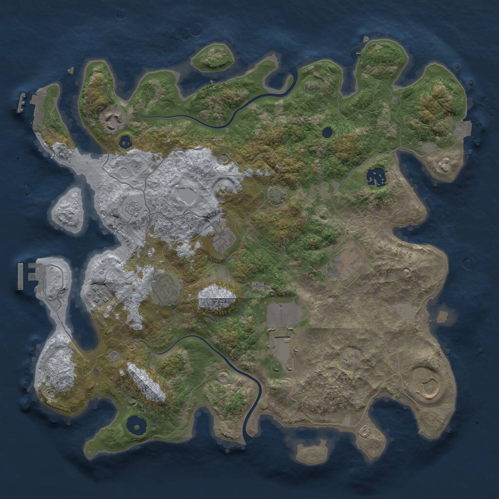 Rust Map: Procedural Map, Size: 3750, Seed: 191951477, 14 Monuments