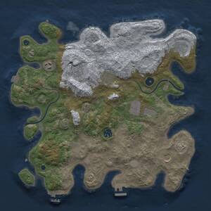 Thumbnail Rust Map: Procedural Map, Size: 3711, Seed: 1, 15 Monuments
