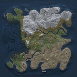 Thumbnail Rust Map: Procedural Map, Size: 3711, Seed: 1, 16 Monuments