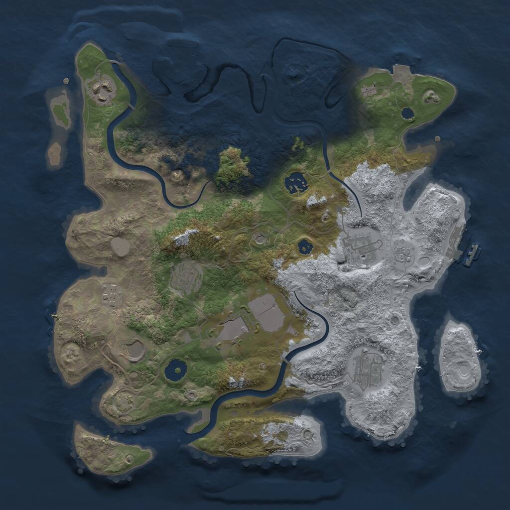 Rust Map: Procedural Map, Size: 3500, Seed: 2103900094, 14 Monuments