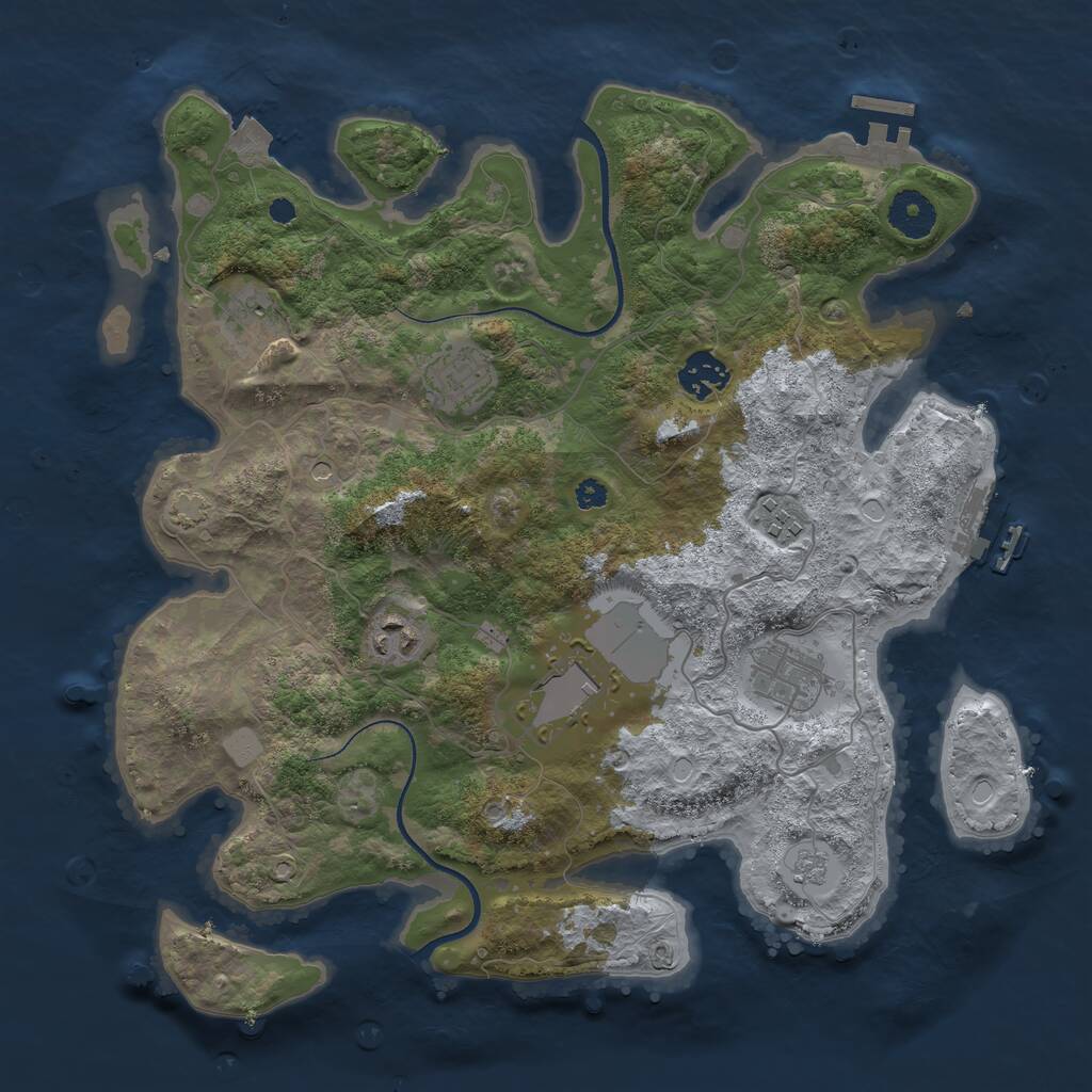 Rust Map: Procedural Map, Size: 3500, Seed: 2103900094, 13 Monuments