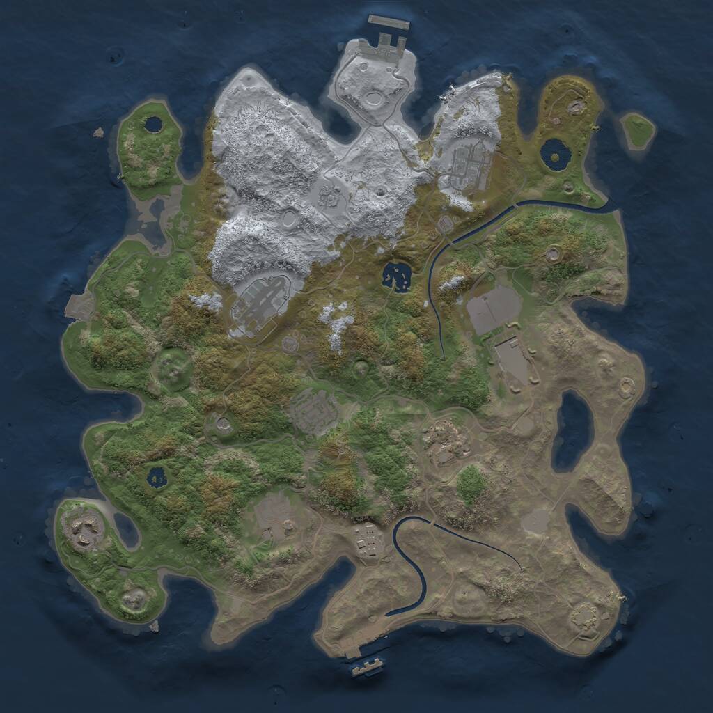 Rust Map: Procedural Map, Size: 3500, Seed: 858920192, 15 Monuments