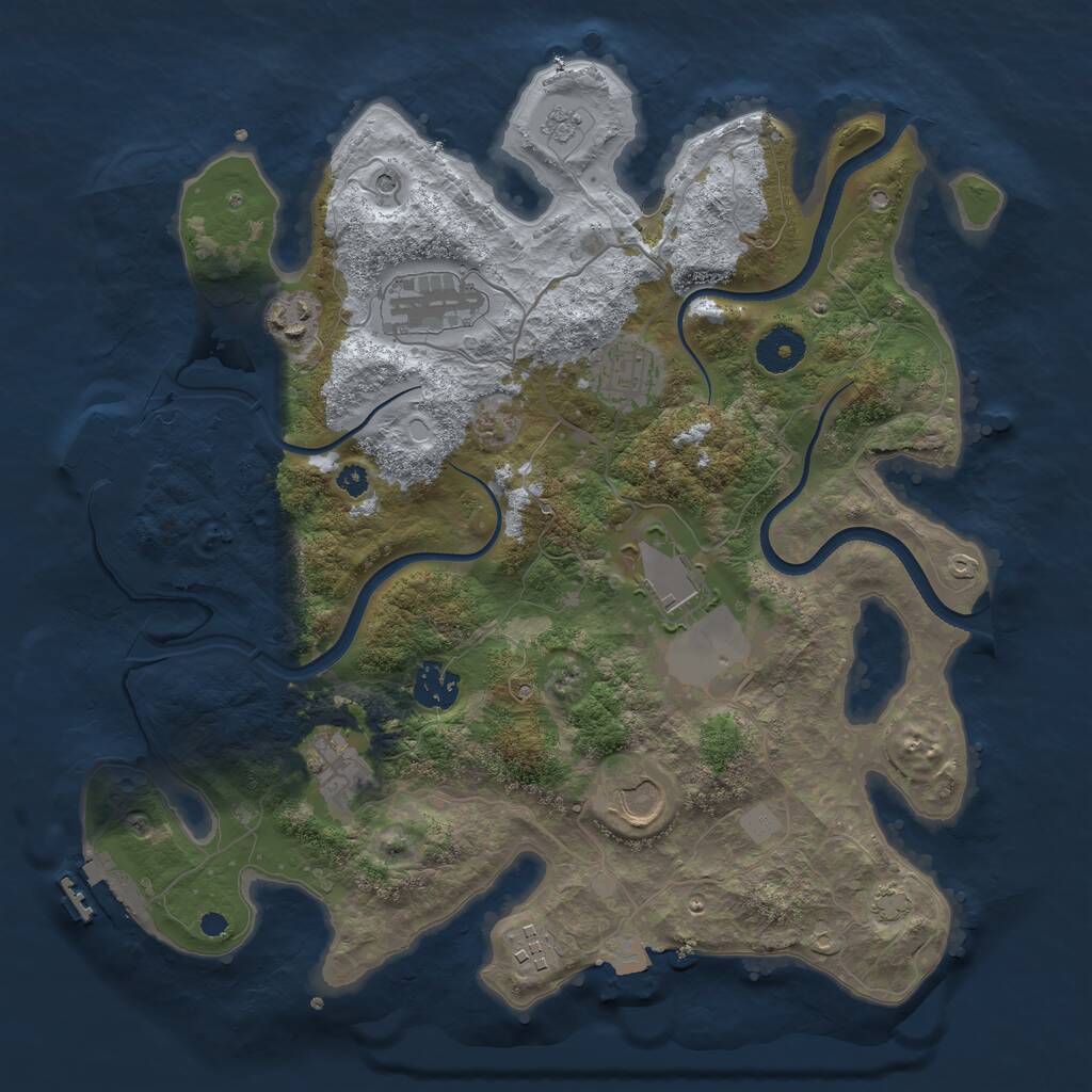 Rust Map: Procedural Map, Size: 3500, Seed: 858920192, 14 Monuments