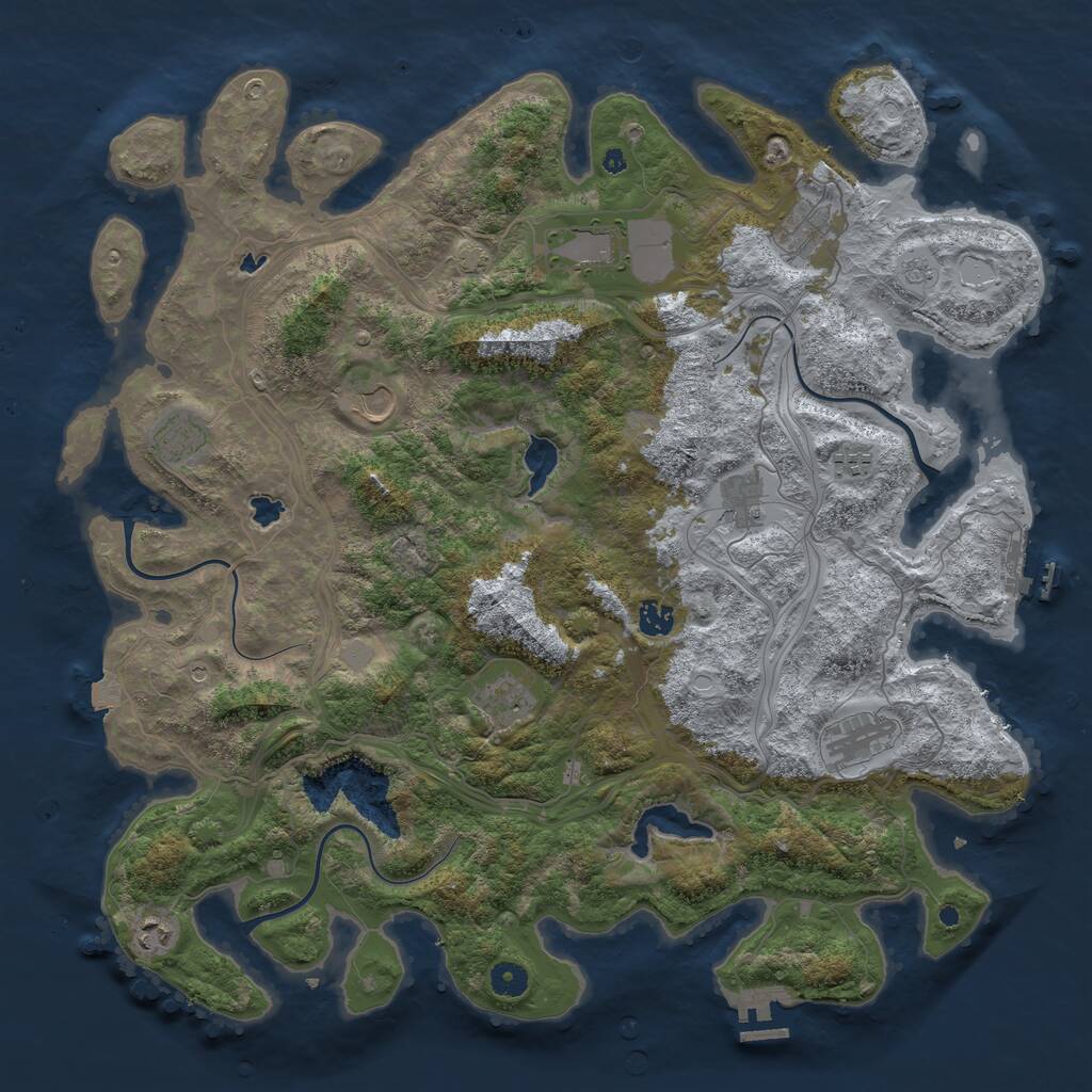 Rust Map: Procedural Map, Size: 4500, Seed: 532224221, 16 Monuments