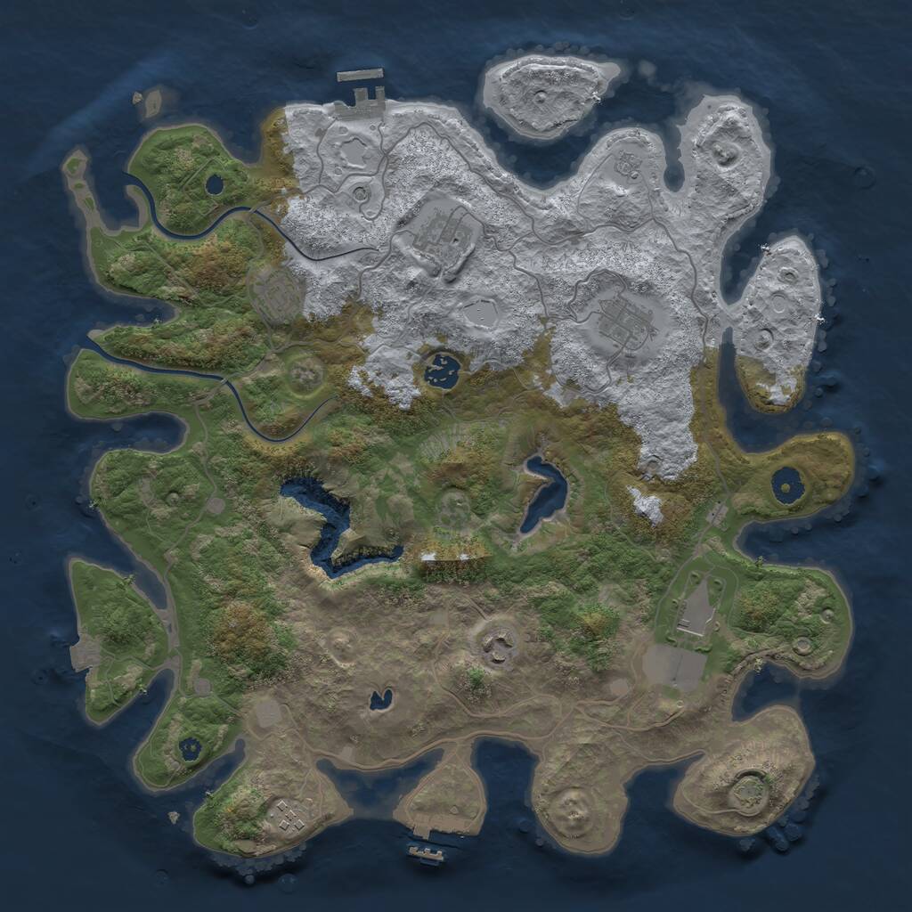 Rust Map: Procedural Map, Size: 4000, Seed: 1823480758, 13 Monuments