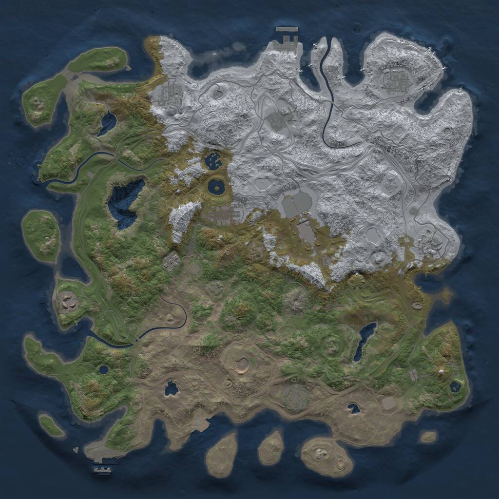 Rust Map: Procedural Map, Size: 4500, Seed: 25814255, 17 Monuments