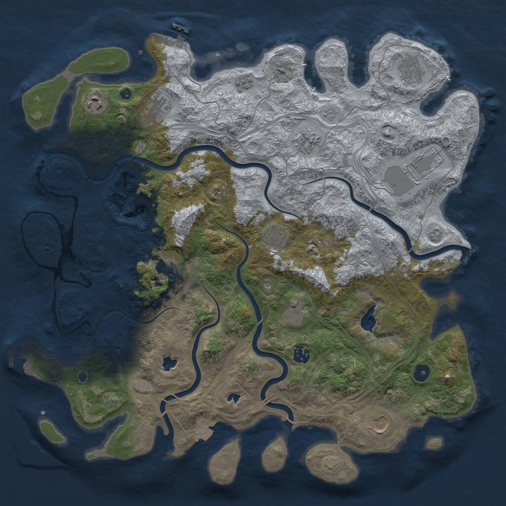 Rust Map: Procedural Map, Size: 4500, Seed: 25814255, 17 Monuments