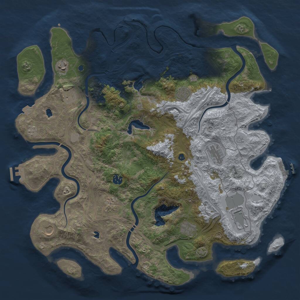 Rust Map: Procedural Map, Size: 4500, Seed: 1820319798, 16 Monuments