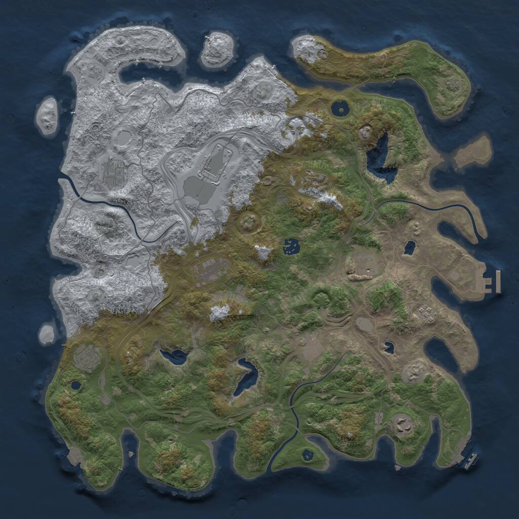 Rust Map: Procedural Map, Size: 4500, Seed: 384046833, 16 Monuments