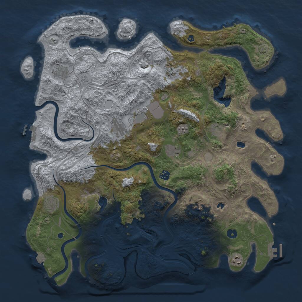 Rust Map: Procedural Map, Size: 4500, Seed: 384046833, 17 Monuments