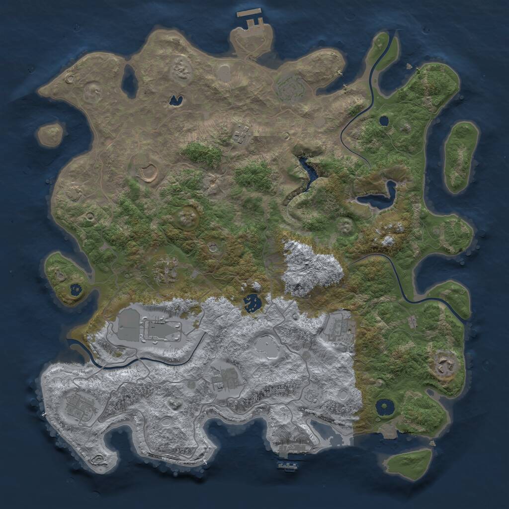 Rust Map: Procedural Map, Size: 4200, Seed: 545, 16 Monuments