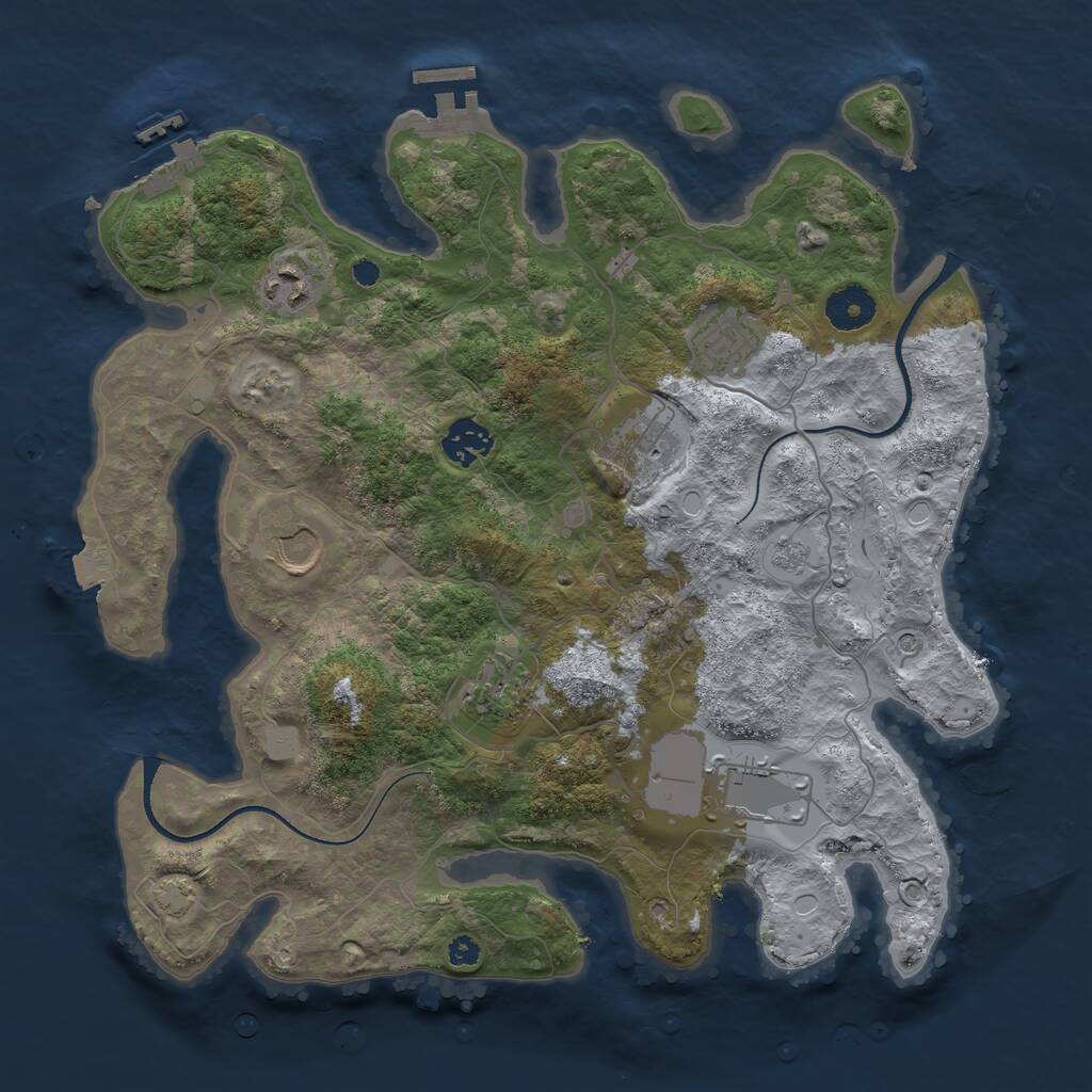 Rust Map: Procedural Map, Size: 3500, Seed: 6137, 13 Monuments