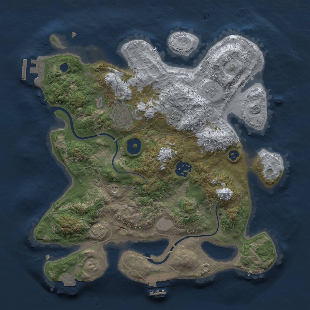 Rust Map: Procedural Map, Size: 3000, Seed: 934258745, 9 Monuments