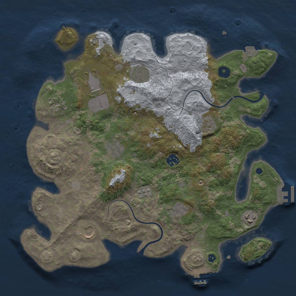 Rust Map: Procedural Map, Size: 3700, Seed: 1073810258, 16 Monuments