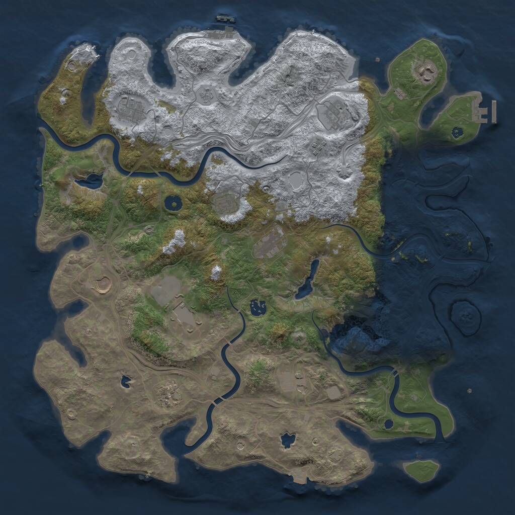 Rust Map: Procedural Map, Size: 4500, Seed: 460479323, 17 Monuments
