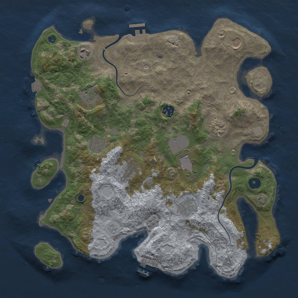 Rust Map: Procedural Map, Size: 3800, Seed: 478427727, 16 Monuments