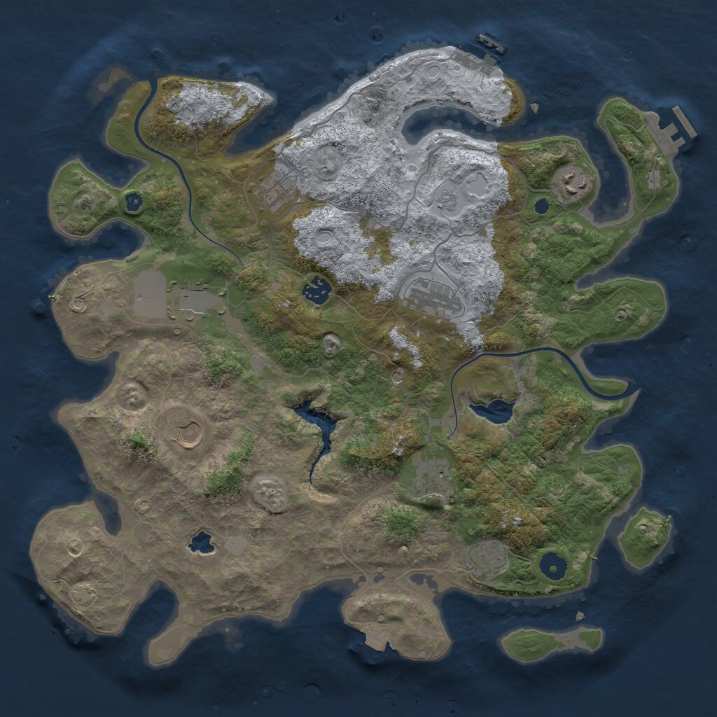 Rust Map: Procedural Map, Size: 4000, Seed: 1234123123, 14 Monuments