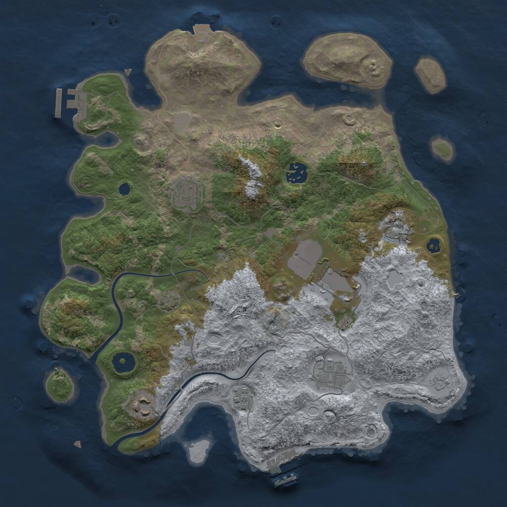 Rust Map: Procedural Map, Size: 3500, Seed: 45965, 12 Monuments
