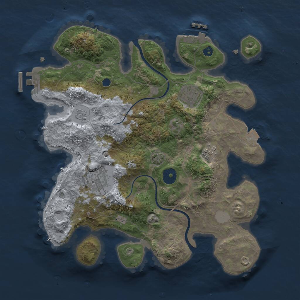 Rust Map: Procedural Map, Size: 3000, Seed: 12682, 8 Monuments