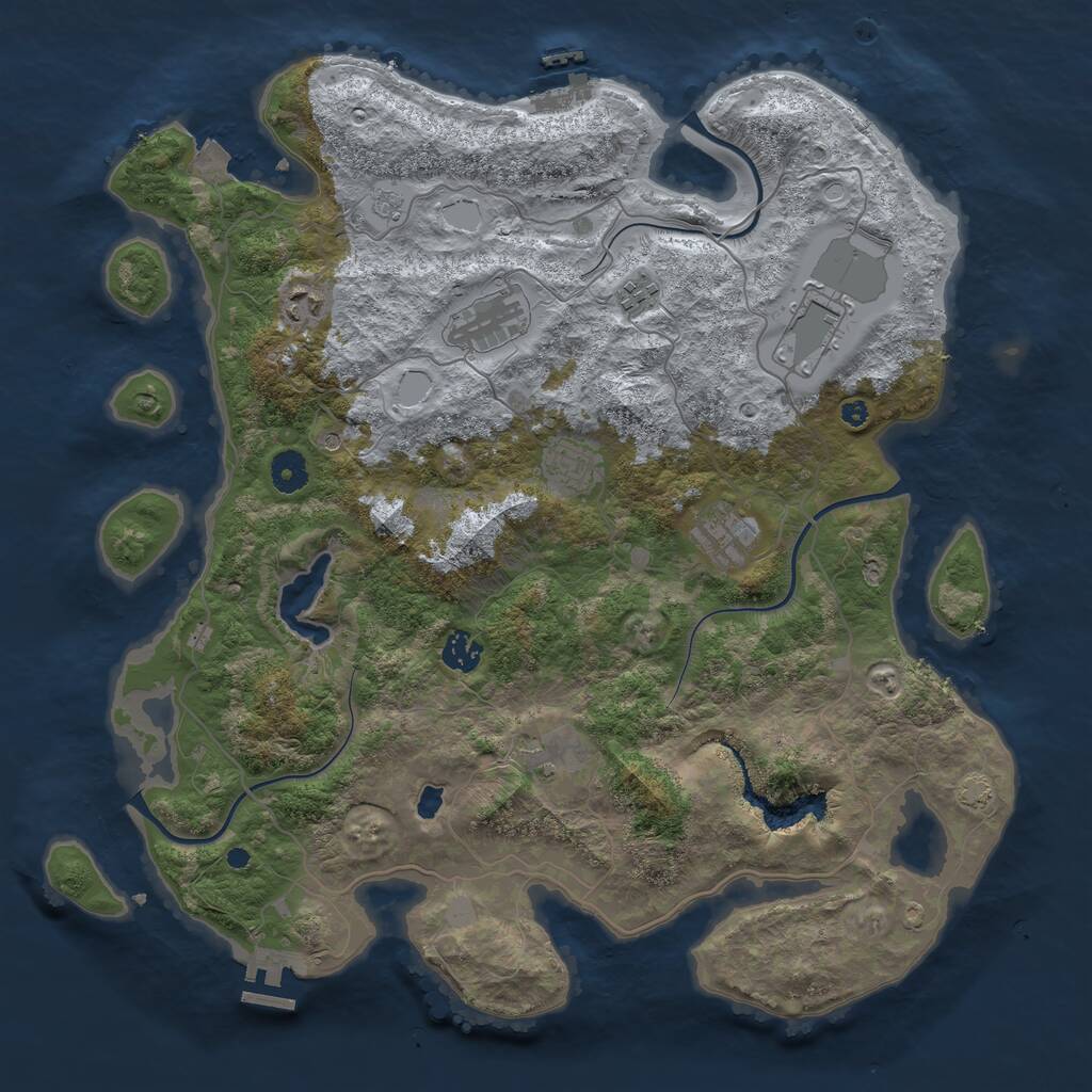 Rust Map: Procedural Map, Size: 4096, Seed: 1504523105, 14 Monuments