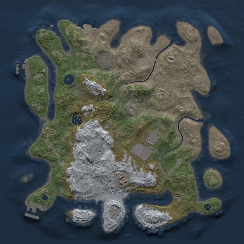 Rust Map: Procedural Map, Size: 3500, Seed: 185843711, 13 Monuments