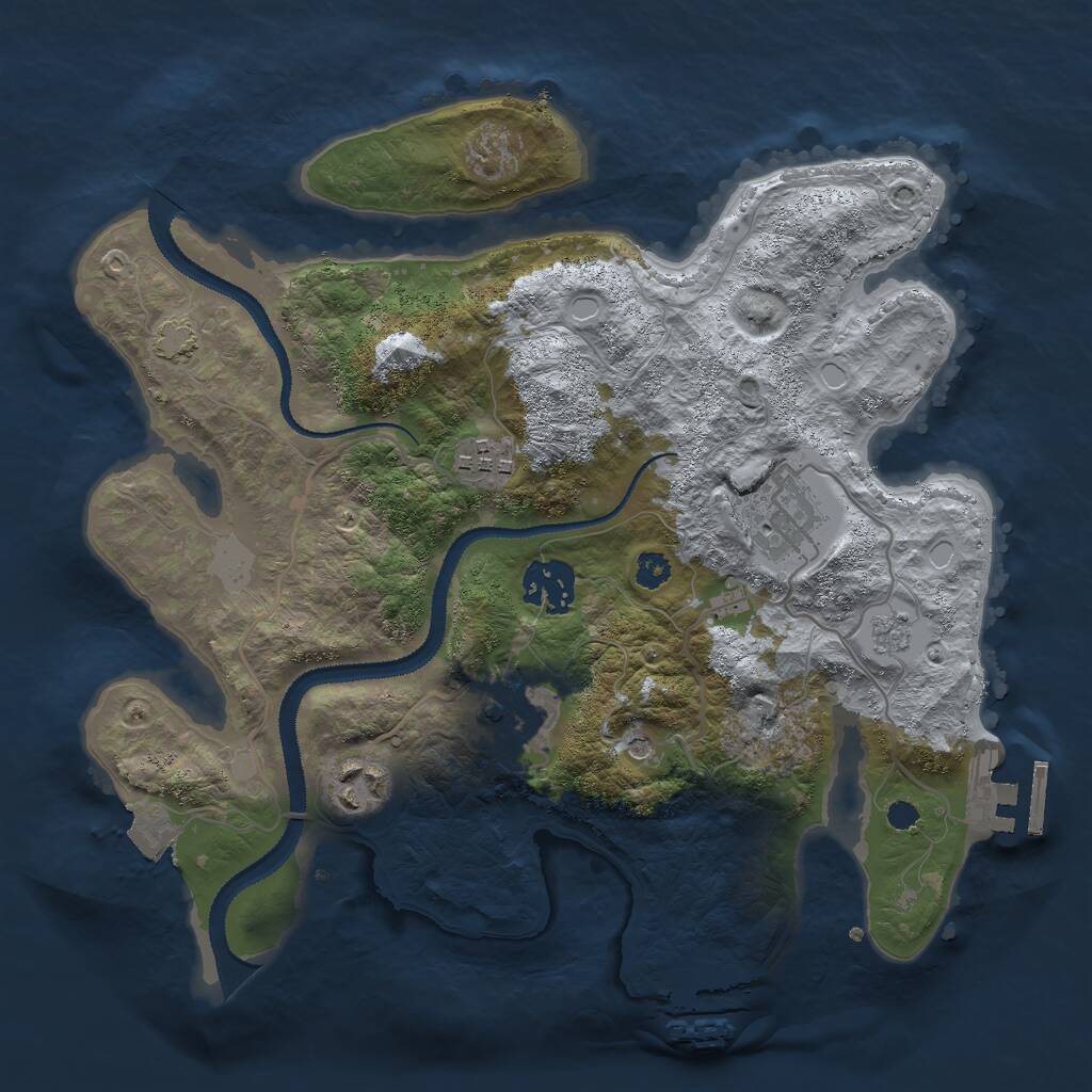 Rust Map: Procedural Map, Size: 3000, Seed: 74645, 11 Monuments