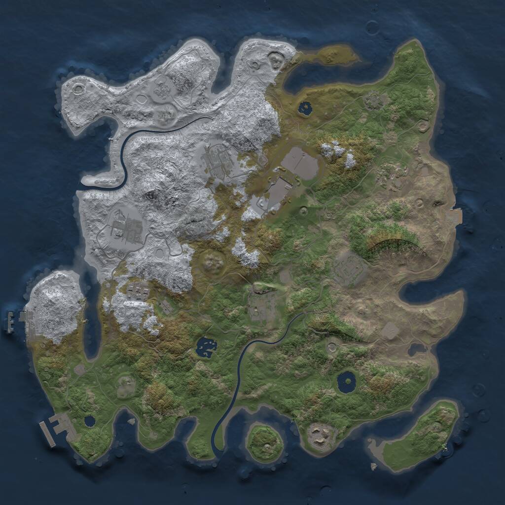 Rust Map: Procedural Map, Size: 3700, Seed: 2062140992, 15 Monuments