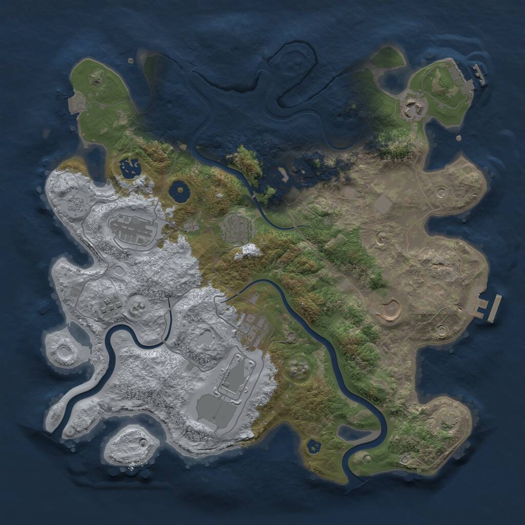 Rust Map: Procedural Map, Size: 3700, Seed: 1155362862, 15 Monuments
