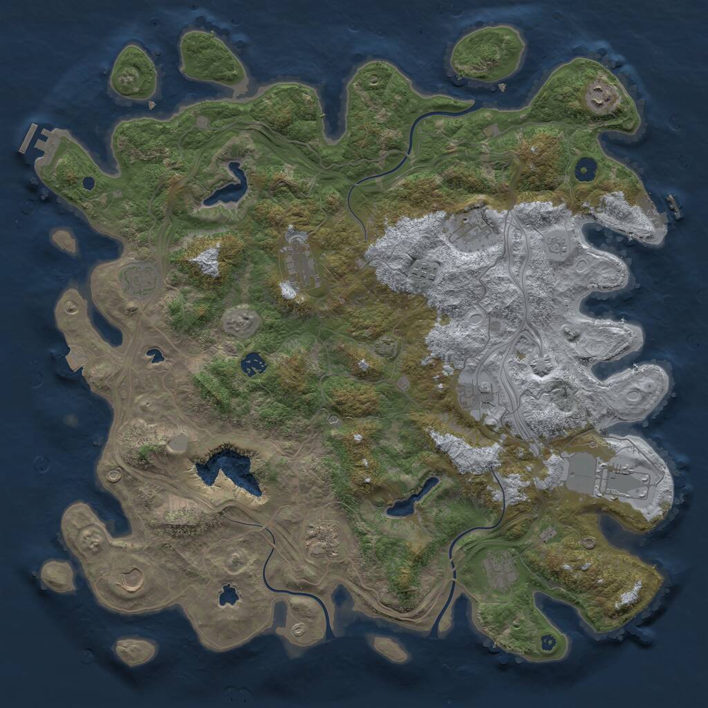 Rust Map: Procedural Map, Size: 4500, Seed: 1372457752, 17 Monuments