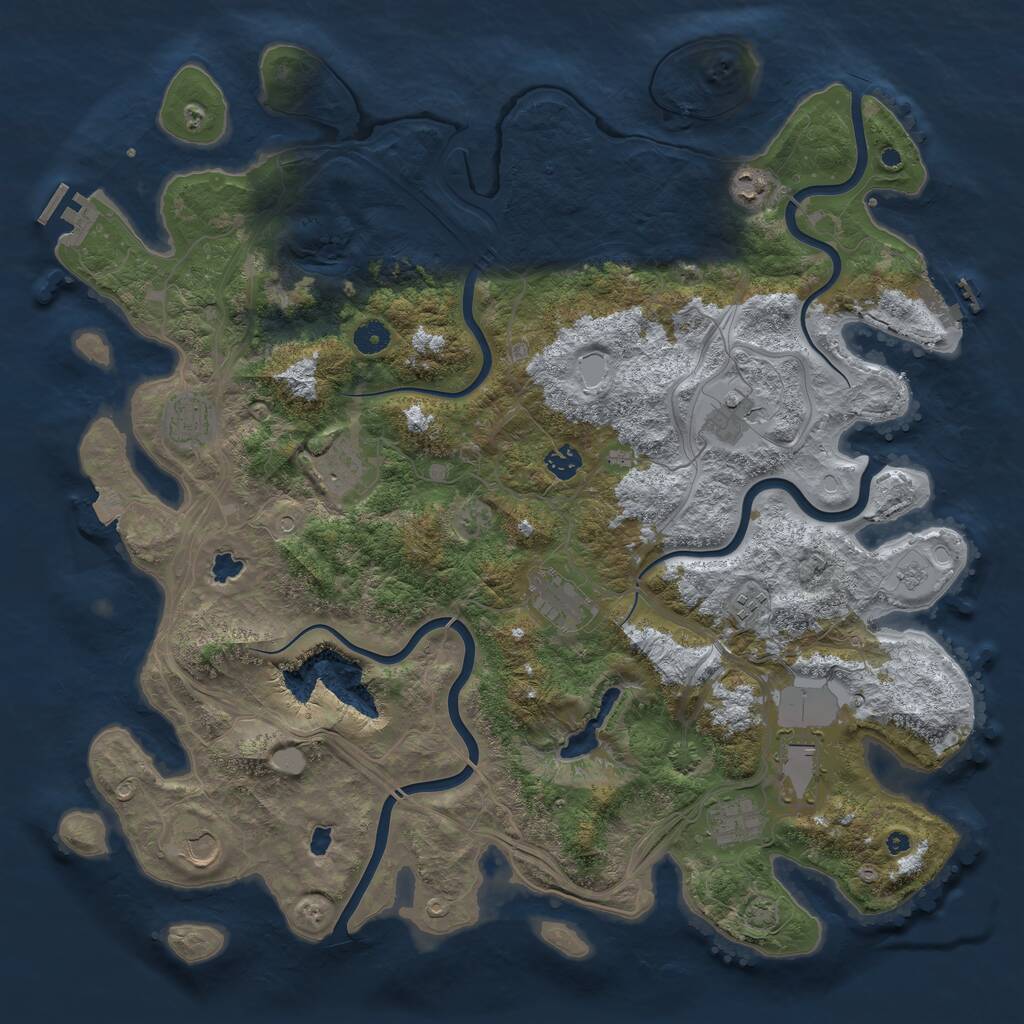 Rust Map: Procedural Map, Size: 4500, Seed: 1372457752, 16 Monuments