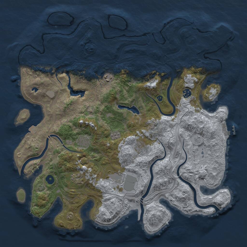 Rust Map: Procedural Map, Size: 4250, Seed: 974180025, 13 Monuments