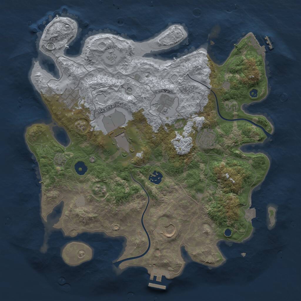 Rust Map: Procedural Map, Size: 3500, Seed: 58706, 12 Monuments