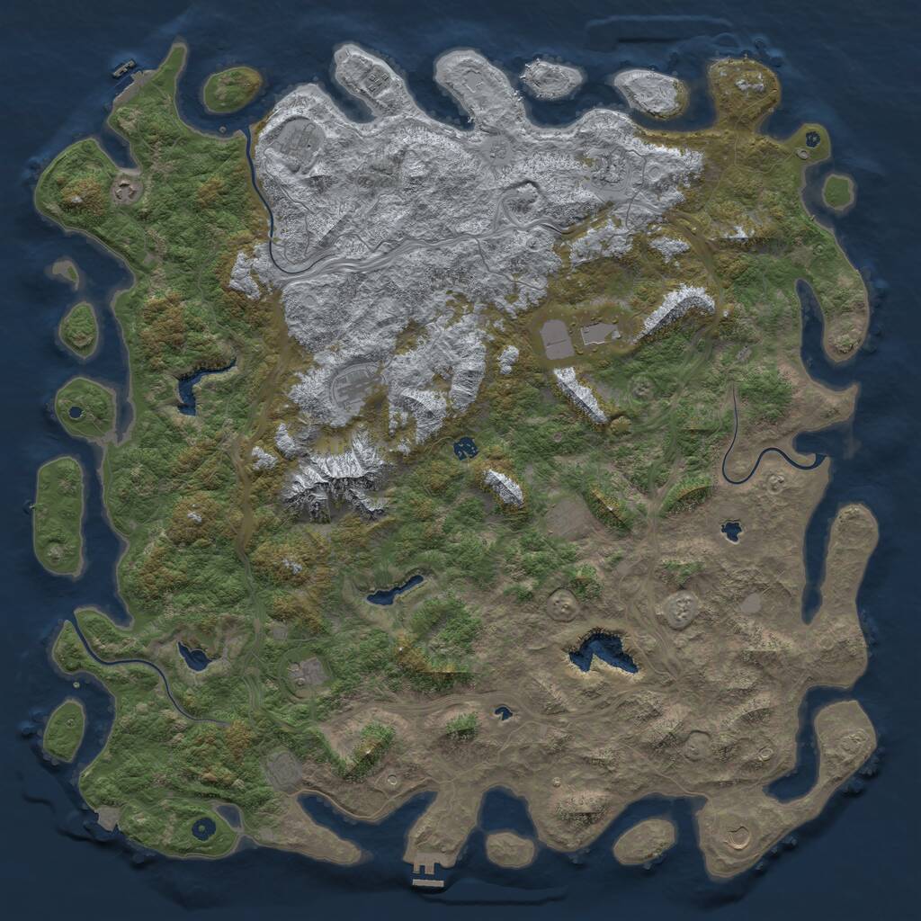 Rust Map: Procedural Map, Size: 6000, Seed: 45675, 17 Monuments