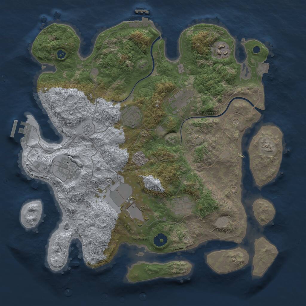 Rust Map: Procedural Map, Size: 3500, Seed: 500234971, 13 Monuments