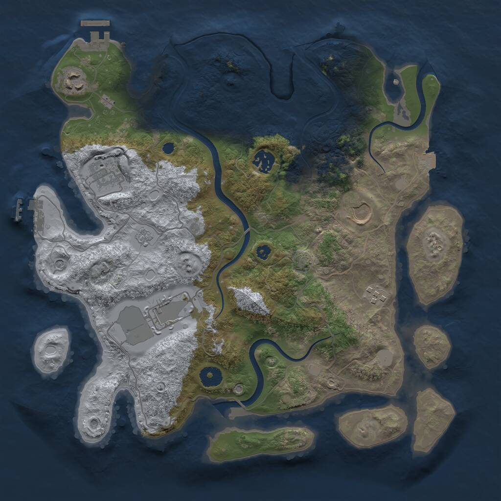 Rust Map: Procedural Map, Size: 3500, Seed: 500234971, 12 Monuments