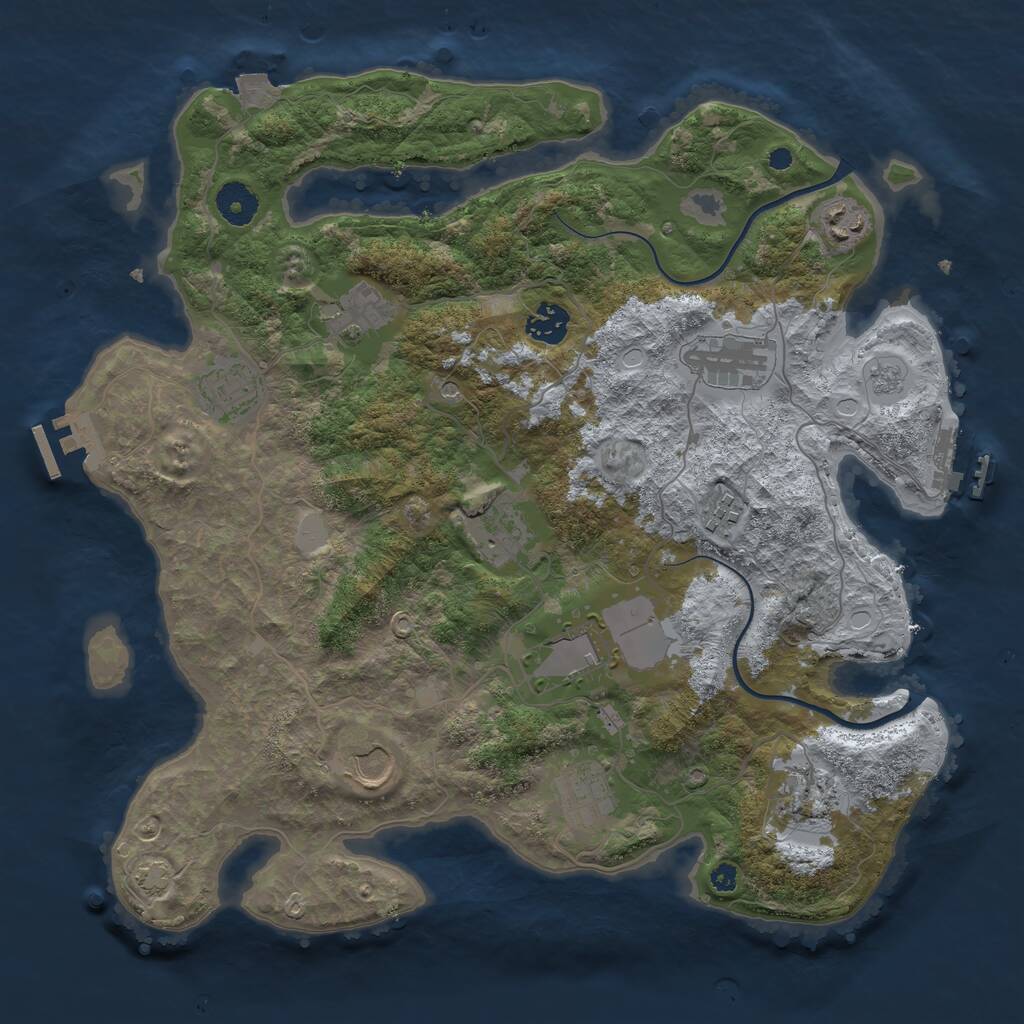 Rust Map: Procedural Map, Size: 3700, Seed: 652326094, 17 Monuments