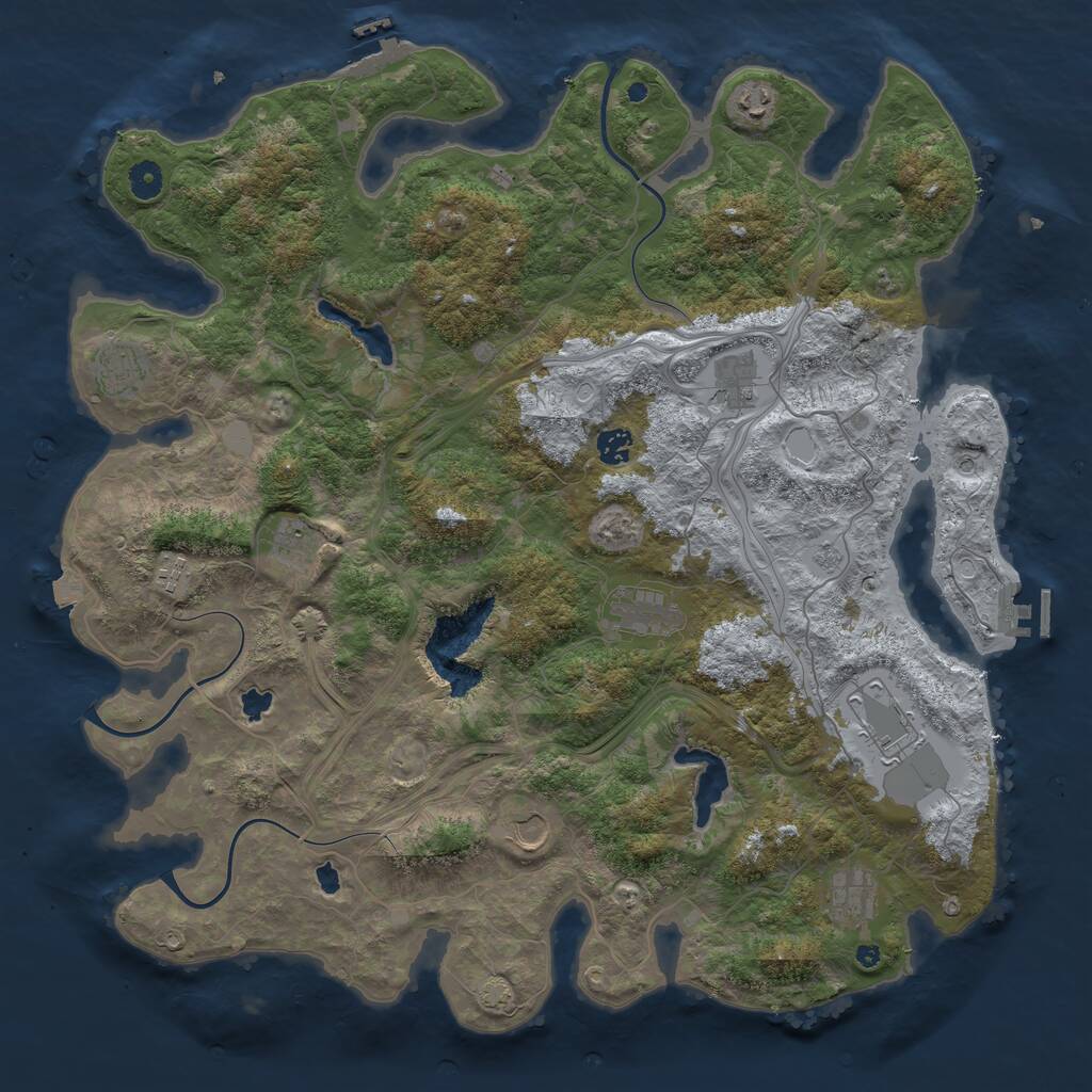 Rust Map: Procedural Map, Size: 4500, Seed: 98534341, 16 Monuments