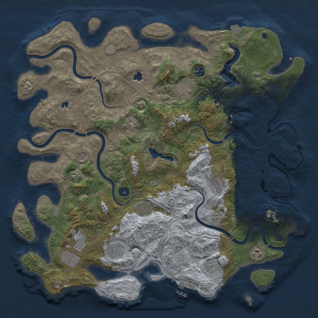 Rust Map: Procedural Map, Size: 4500, Seed: 1061086912, 16 Monuments