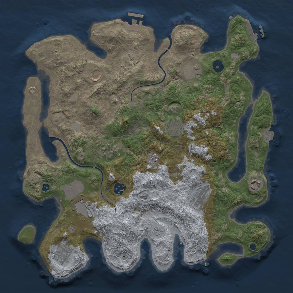 Rust Map: Procedural Map, Size: 3750, Seed: 1881832701, 16 Monuments