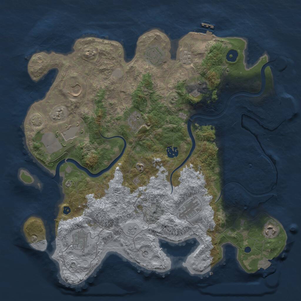 Rust Map: Procedural Map, Size: 3750, Seed: 2019900094, 16 Monuments