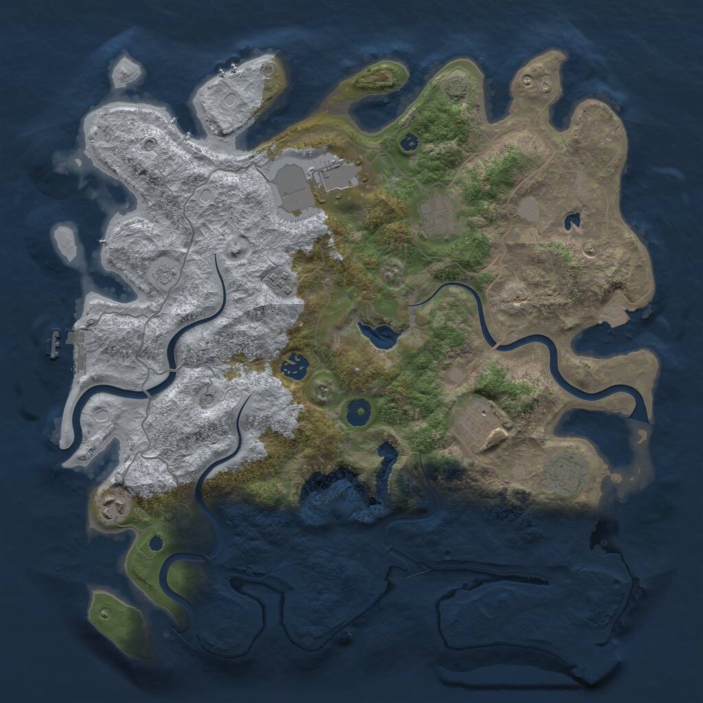 Rust Map: Procedural Map, Size: 4000, Seed: 1088914435, 13 Monuments