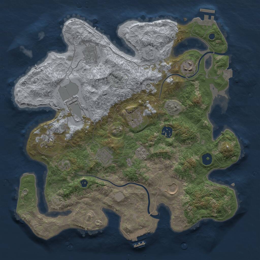Rust Map: Procedural Map, Size: 3500, Seed: 71653652, 15 Monuments