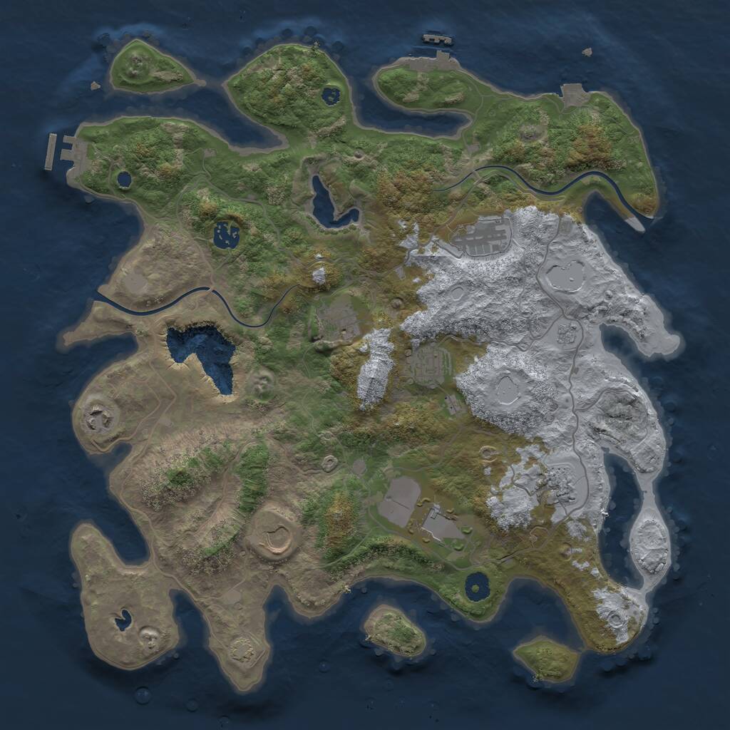 Rust Map: Procedural Map, Size: 4000, Seed: 50852, 13 Monuments