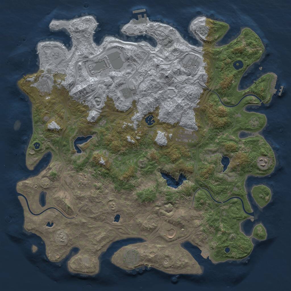 Rust Map: Procedural Map, Size: 4500, Seed: 1315943321, 17 Monuments
