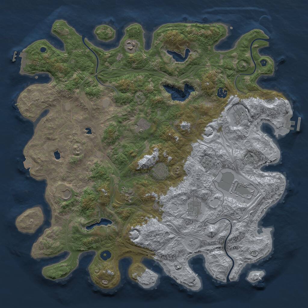 Rust Map: Procedural Map, Size: 4500, Seed: 220083529, 16 Monuments