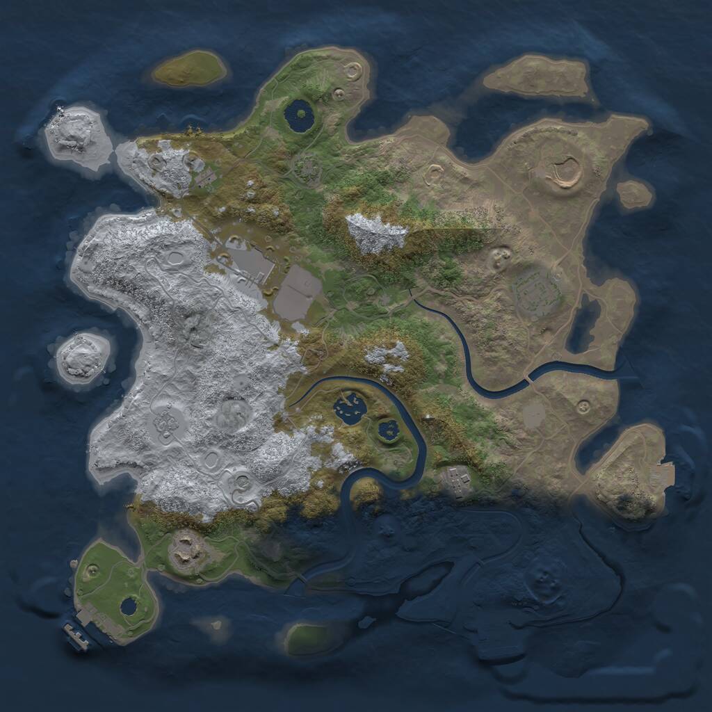 Rust Map: Procedural Map, Size: 3500, Seed: 836493852, 12 Monuments