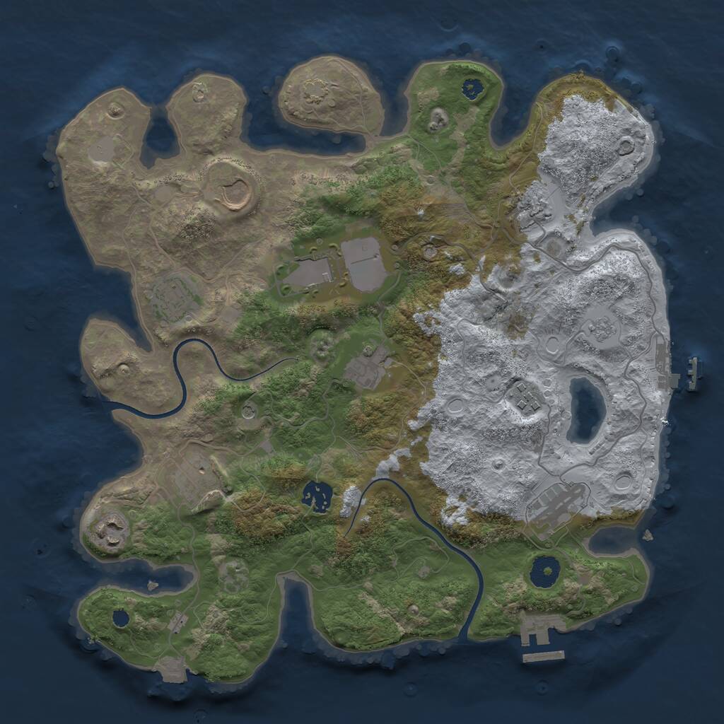 Rust Map: Procedural Map, Size: 3500, Seed: 1270962372, 16 Monuments